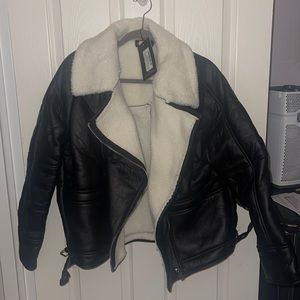 Faux leather/wool jacket